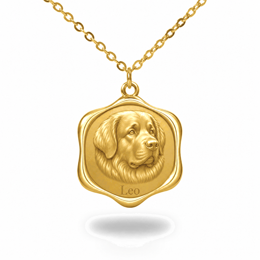 Soulyshine Leonberger Precious Paw personalized pet photo necklace - 18K Gold Vermeil front