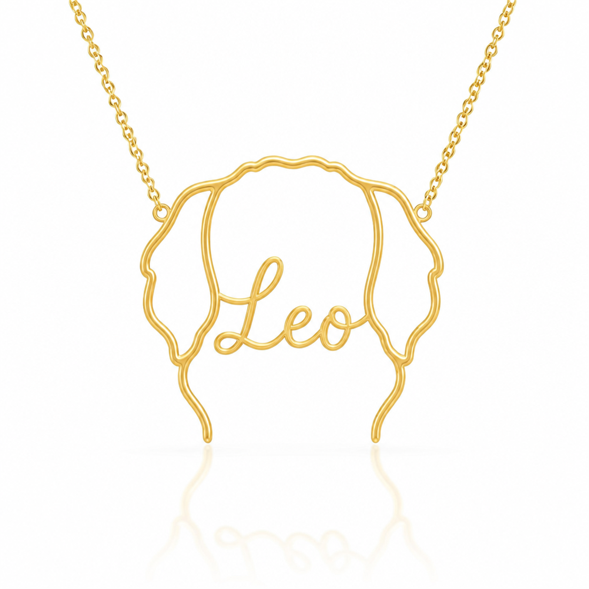 Soulyshine Leonberger personalized outline pet face and name necklace in gold