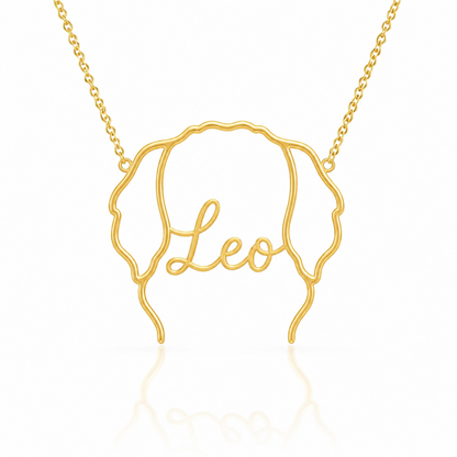 Soulyshine Leonberger personalized outline pet face and name necklace in gold