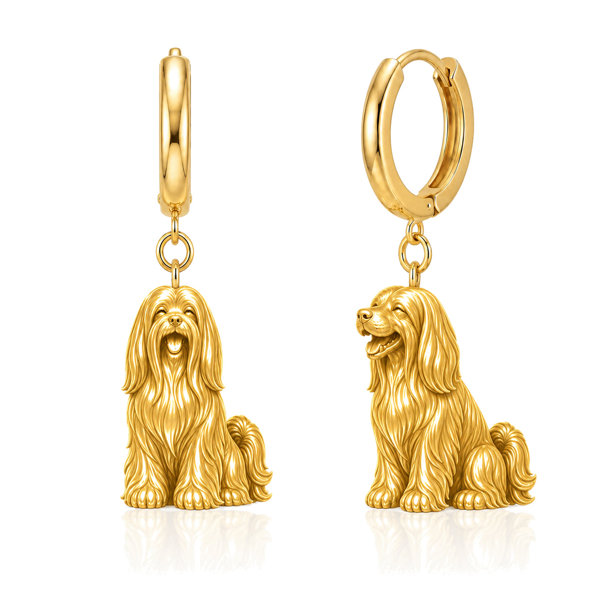 Lhasa Apso long coat personalized companion handcrafted huggie earrings