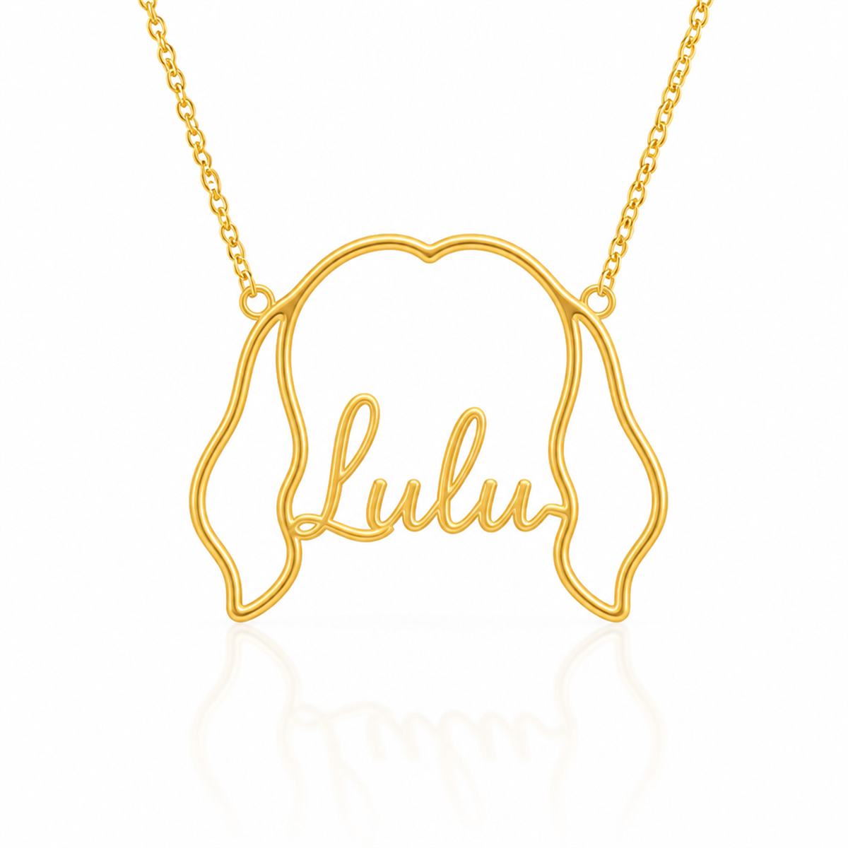Soulyshine Lhasa Apso - long coat personalized outline pet face and name necklace in gold