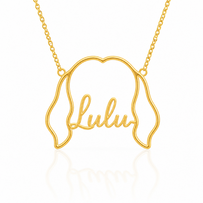 Soulyshine Lhasa Apso - long coat personalized outline pet face and name necklace in gold