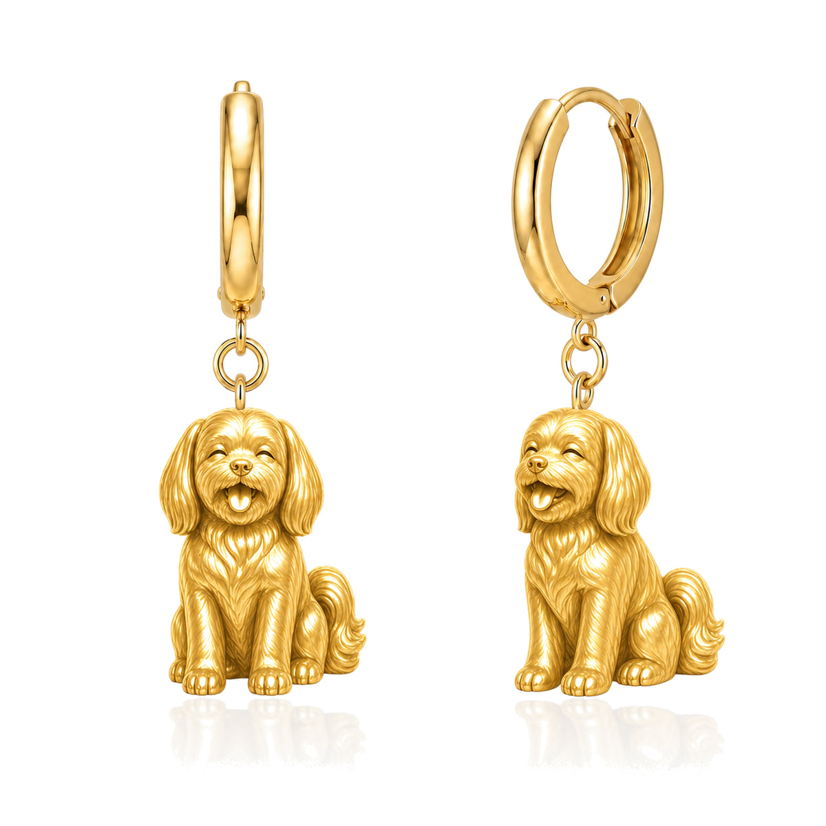 Lhasa Apso puppy cut personalized companion handcrafted huggie earrings