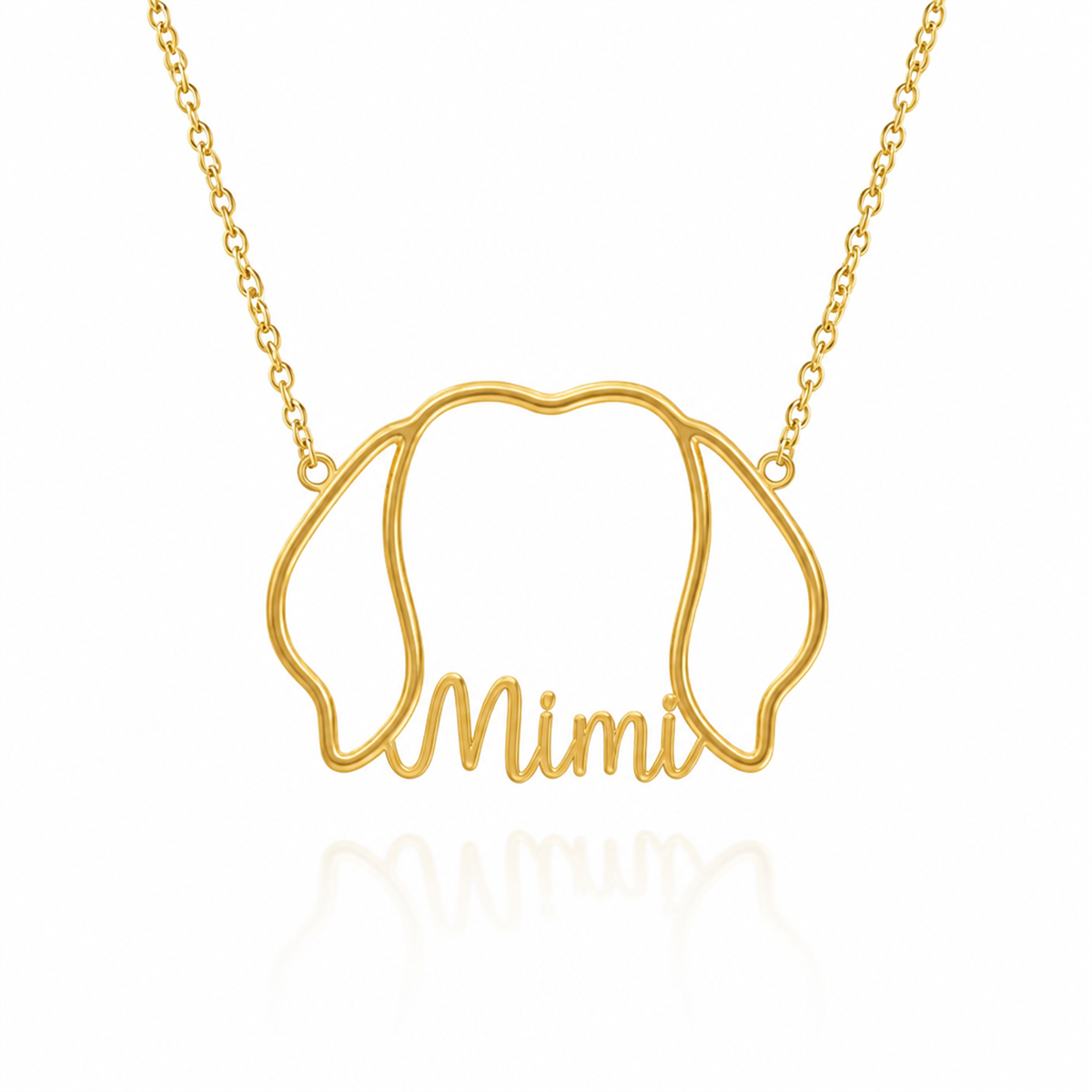 Soulyshine Lhasa Apso - puppy cut personalized outline pet face and name necklace in gold