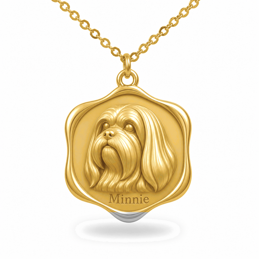 Soulyshine Lhasa Apso Precious Paw personalized pet photo necklace - 18K Gold Vermeil front