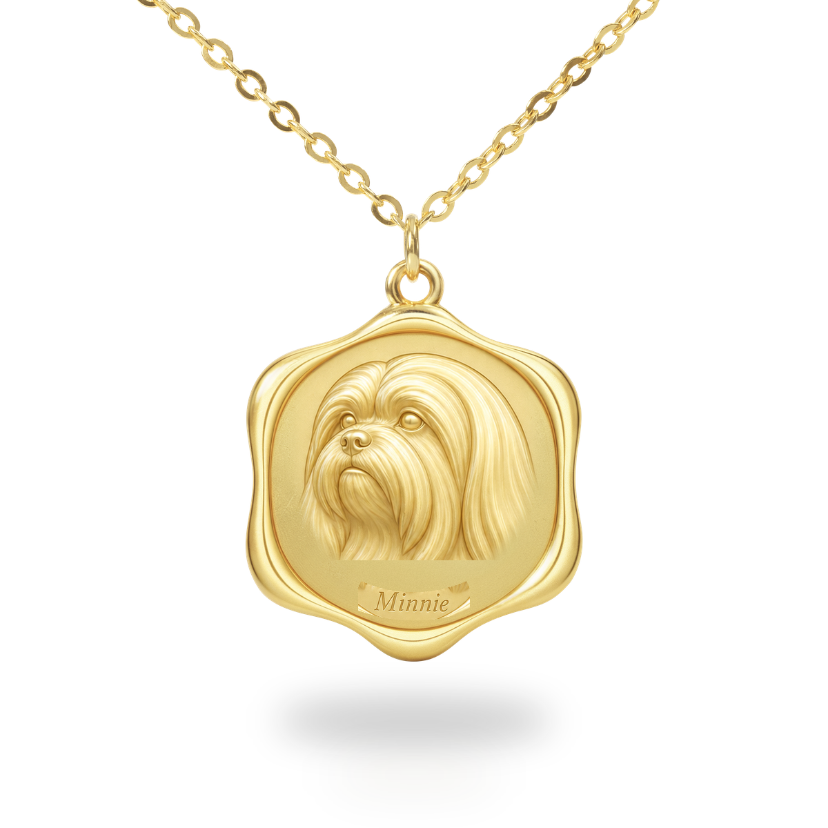 Soulyshine Lhasa Apso Precious Paw personalized pet photo necklace - 18K Gold Vermeil front