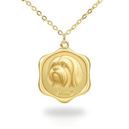 Soulyshine Lhasa Apso Precious Paw personalized pet photo necklace - 18K Gold Vermeil front