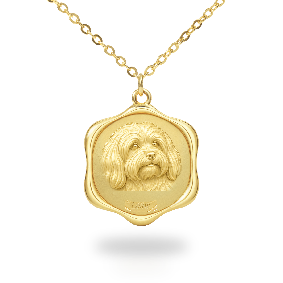 Soulyshine Lowchen Precious Paw personalized pet photo necklace - 18K Gold Vermeil front