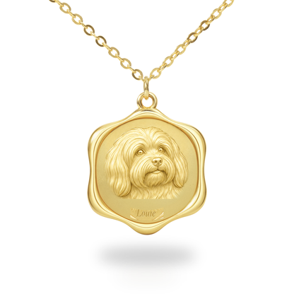 Soulyshine Lowchen Precious Paw personalized pet photo necklace - 18K Gold Vermeil front