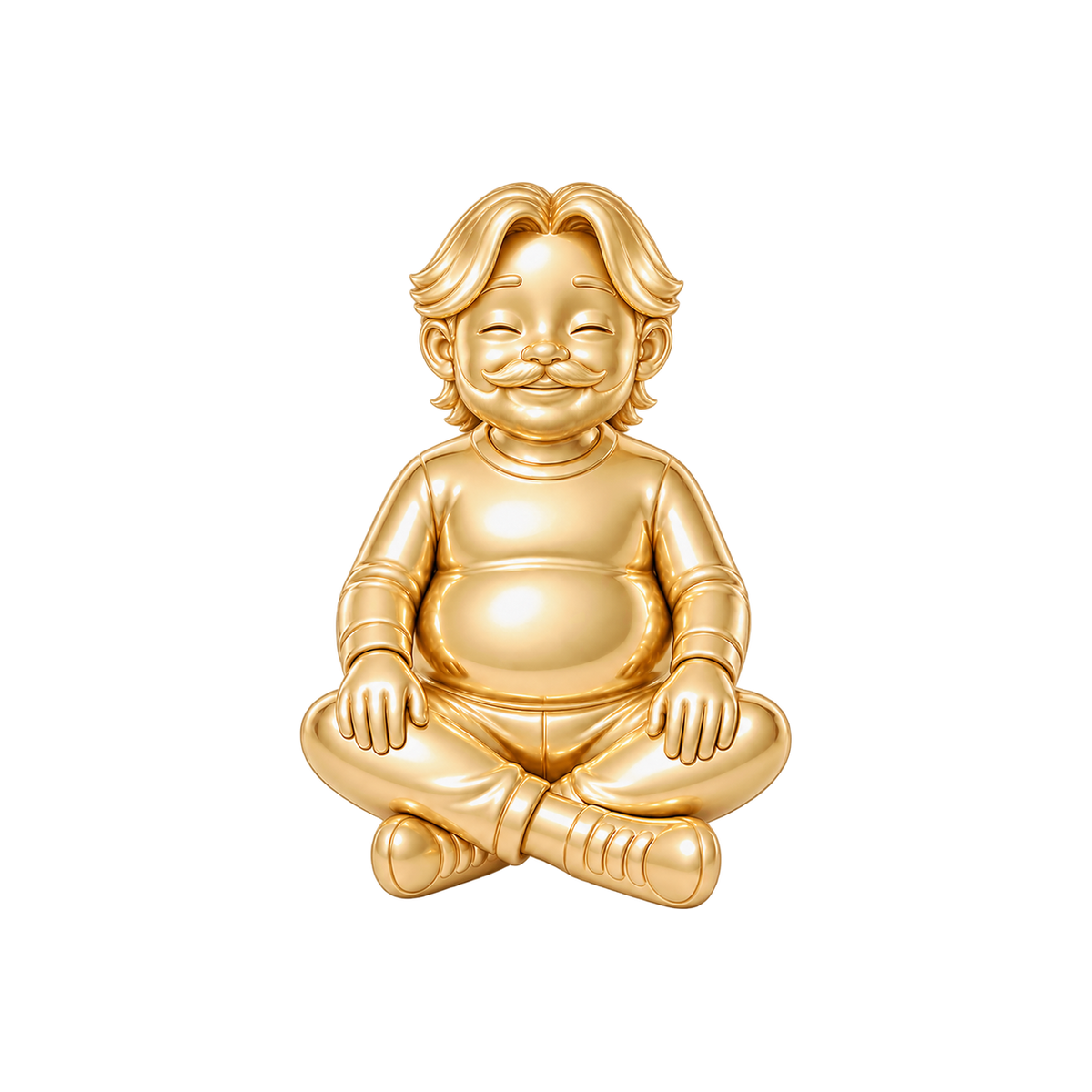 Curvy / Middle-Part Curtain Flow & Beardstache / Gold — Man Charm | man-charm-2026-09-23