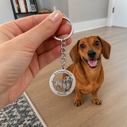 Soulyshine Precious Paw - Upload Pet Portrait Photo Circle Keychain