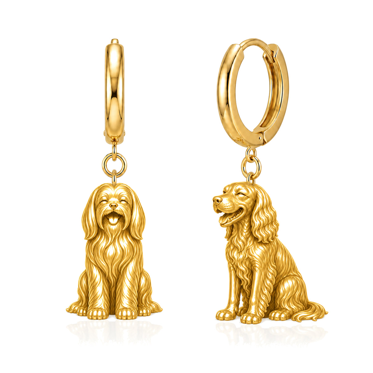 Maltese long coat personalized companion handcrafted huggie earrings