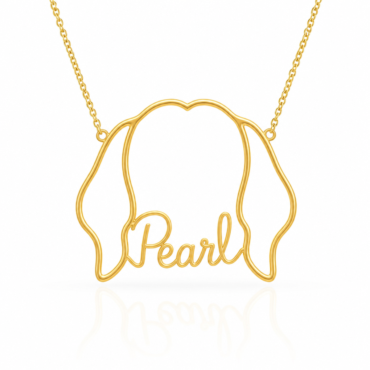 Soulyshine Maltese - long coat personalized outline pet face and name necklace in gold