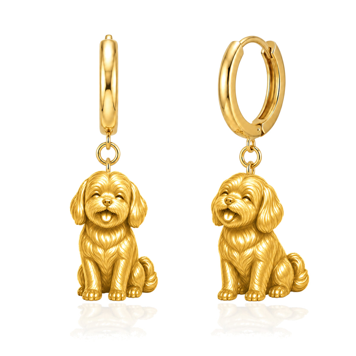 Maltese puppy cut personalized companion handcrafted huggie earrings
