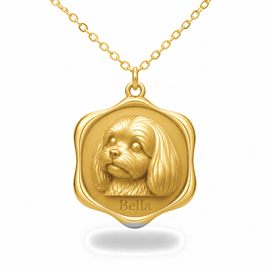 Soulyshine Maltese Precious Paw personalized pet photo necklace - 18K Gold Vermeil front