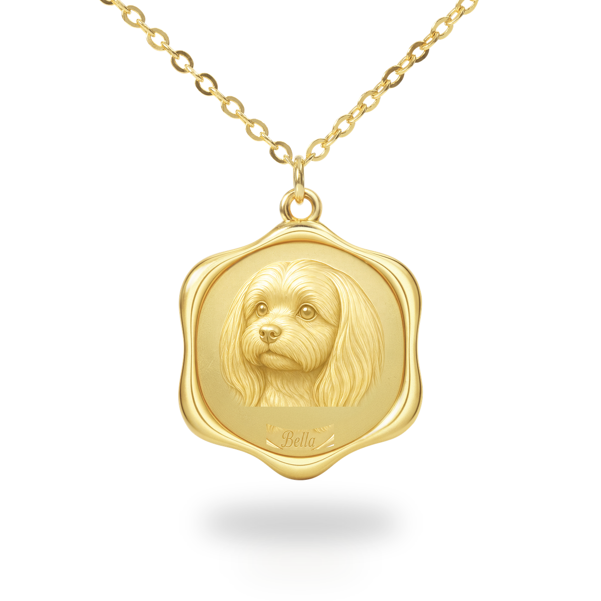 Soulyshine Maltese Precious Paw personalized pet photo necklace - 18K Gold Vermeil front