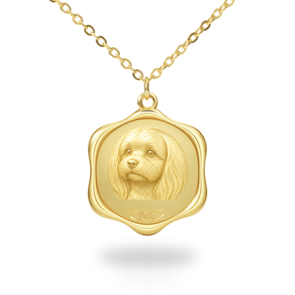 Soulyshine Maltese Precious Paw personalized pet photo necklace - 18K Gold Vermeil front