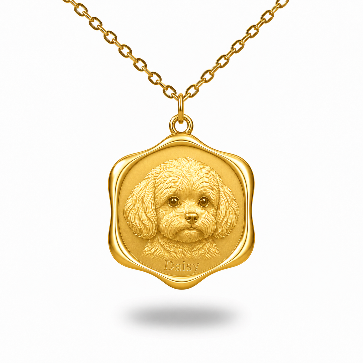 Soulyshine Maltipoo Precious Paw personalized pet photo necklace - 18K Gold Vermeil front