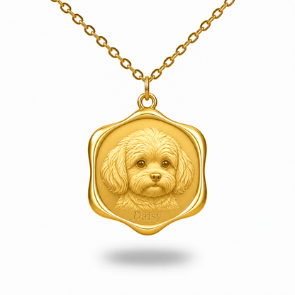 Soulyshine Maltipoo Precious Paw personalized pet photo necklace - 18K Gold Vermeil front