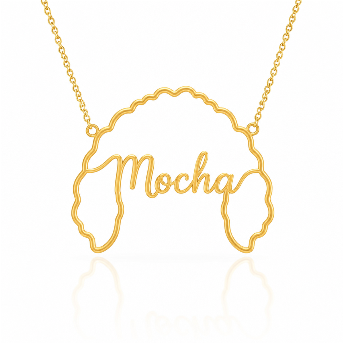 Soulyshine Maltipoo personalized outline pet face and name necklace in gold