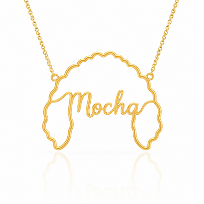 Soulyshine Maltipoo personalized outline pet face and name necklace in gold