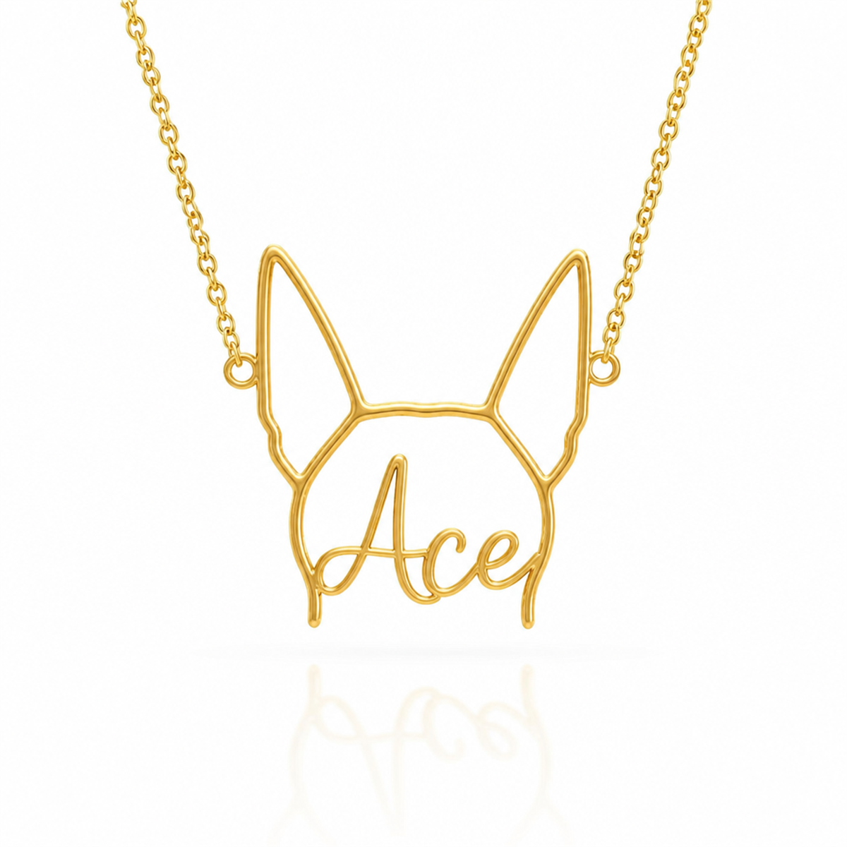 Soulyshine Manchester Terrier personalized outline pet face and name necklace in gold