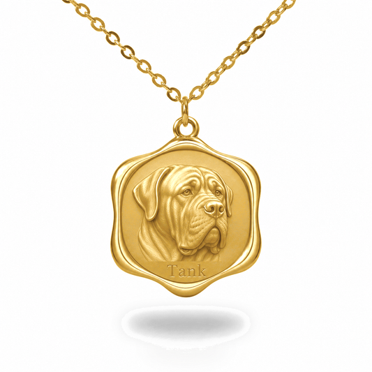 Soulyshine Mastiff Precious Paw personalized pet photo necklace - 18K Gold Vermeil front