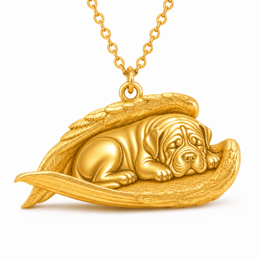 Soulyshine Mastiff The Sleeping Angel – Personalized Pet Necklace - 18K Gold Vermeil front
