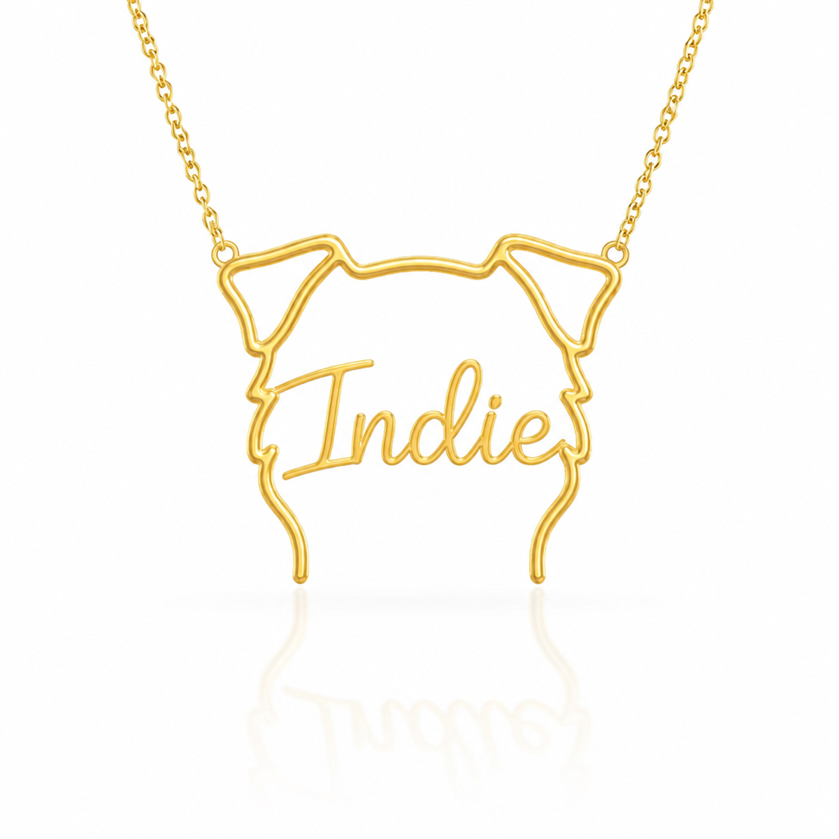 Soulyshine Mini Aussie personalized outline pet face and name necklace in gold