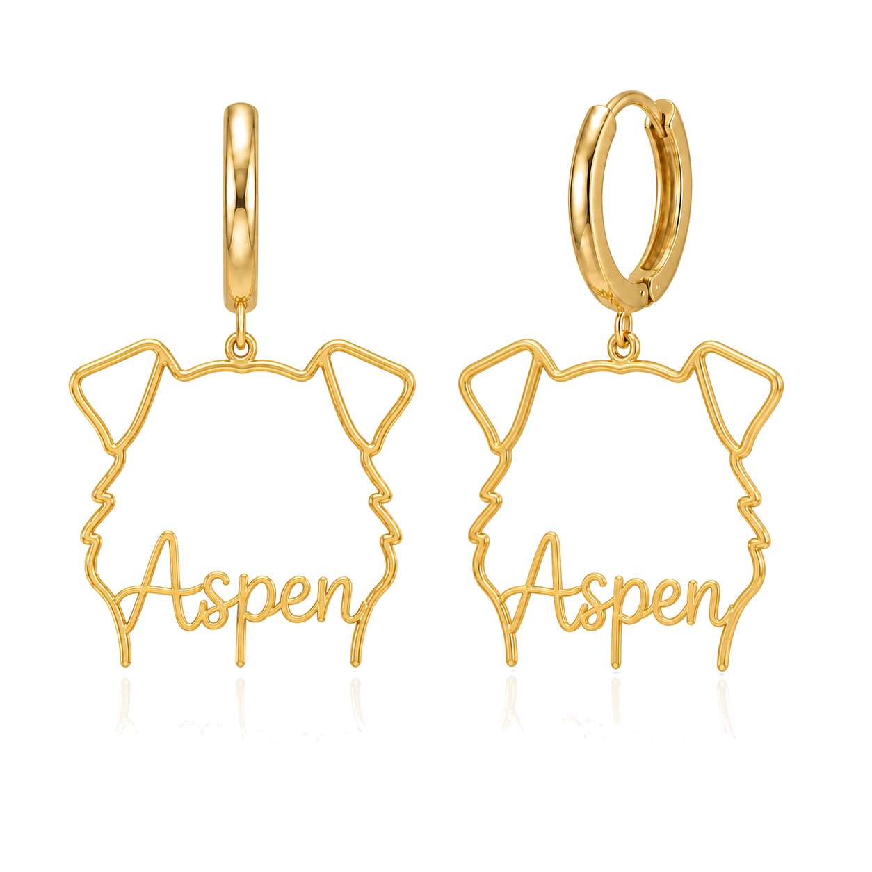 Miniature American Shepherd Aspen personalized pet face earrings