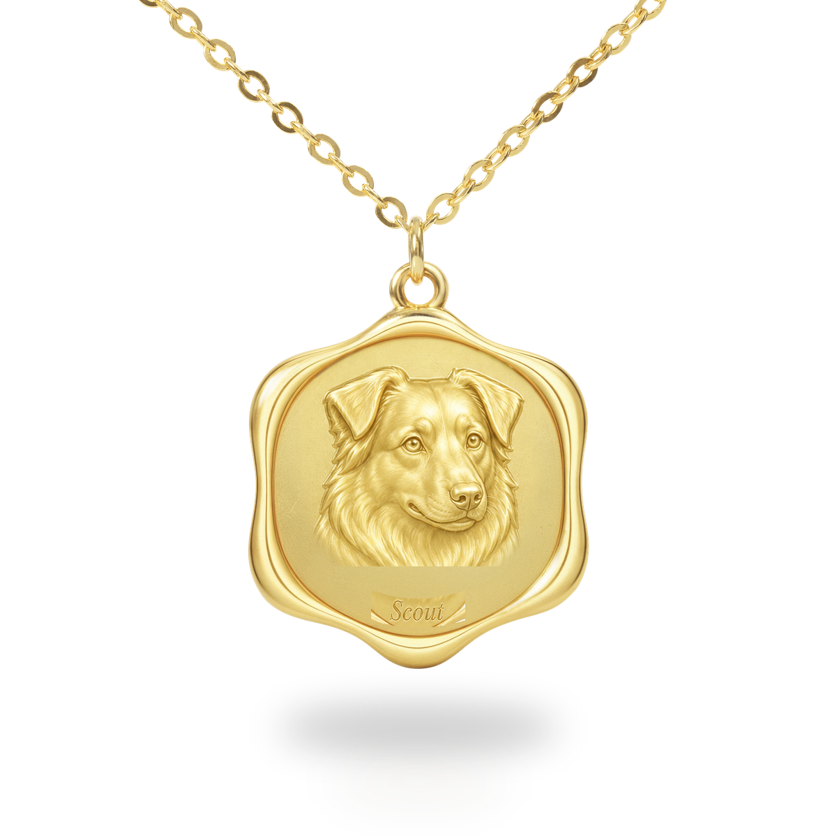Soulyshine Miniature American Shepherd Precious Paw personalized pet photo necklace - 18K Gold Vermeil front