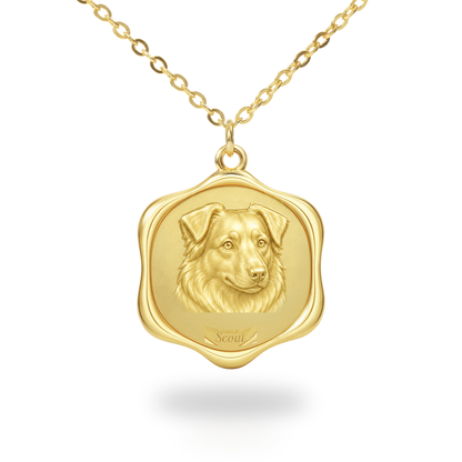 Soulyshine Miniature American Shepherd Precious Paw personalized pet photo necklace - 18K Gold Vermeil front
