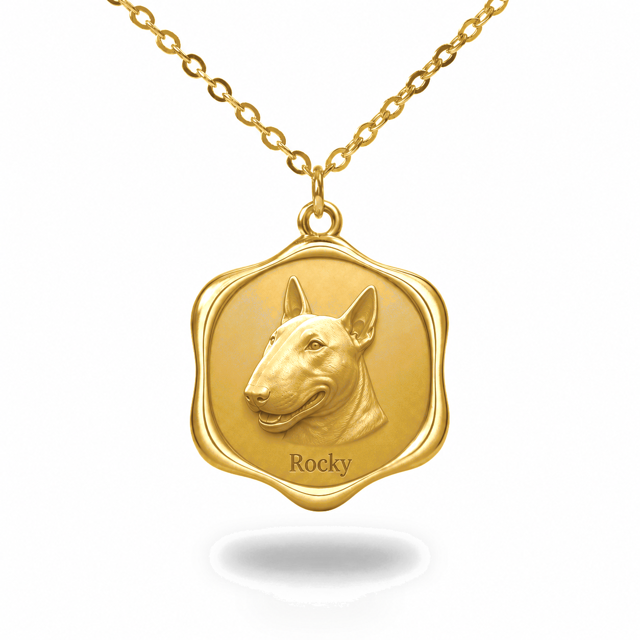 Soulyshine Miniature Bull Terrier Precious Paw personalized pet photo necklace - 18K Gold Vermeil front