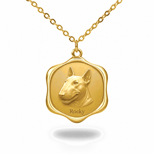 Soulyshine Miniature Bull Terrier Precious Paw personalized pet photo necklace - 18K Gold Vermeil front