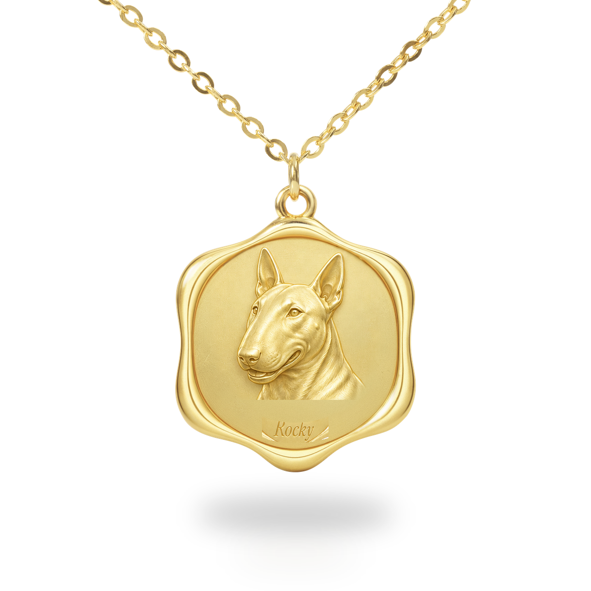 Soulyshine Miniature Bull Terrier Precious Paw personalized pet photo necklace - 18K Gold Vermeil front