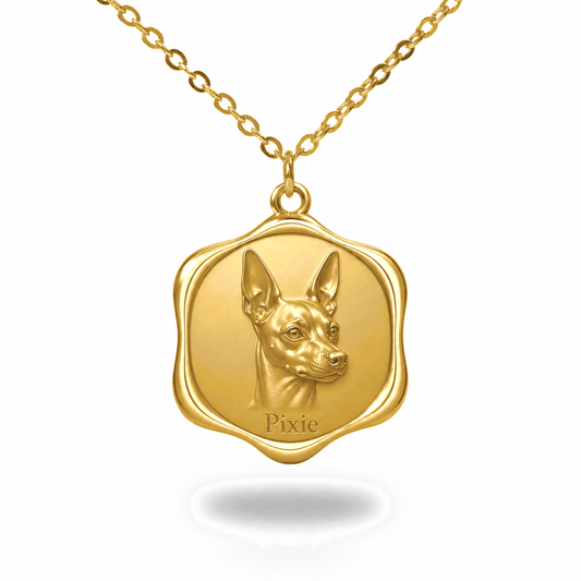 Soulyshine Miniature Pinscher Precious Paw personalized pet photo necklace - 18K Gold Vermeil front
