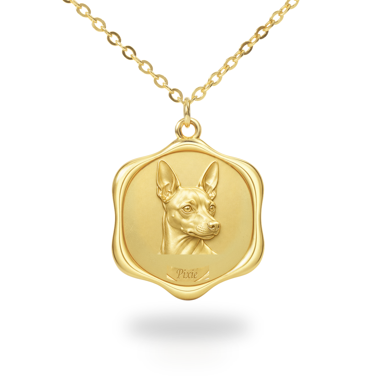 Soulyshine Miniature Pinscher Precious Paw personalized pet photo necklace - 18K Gold Vermeil front