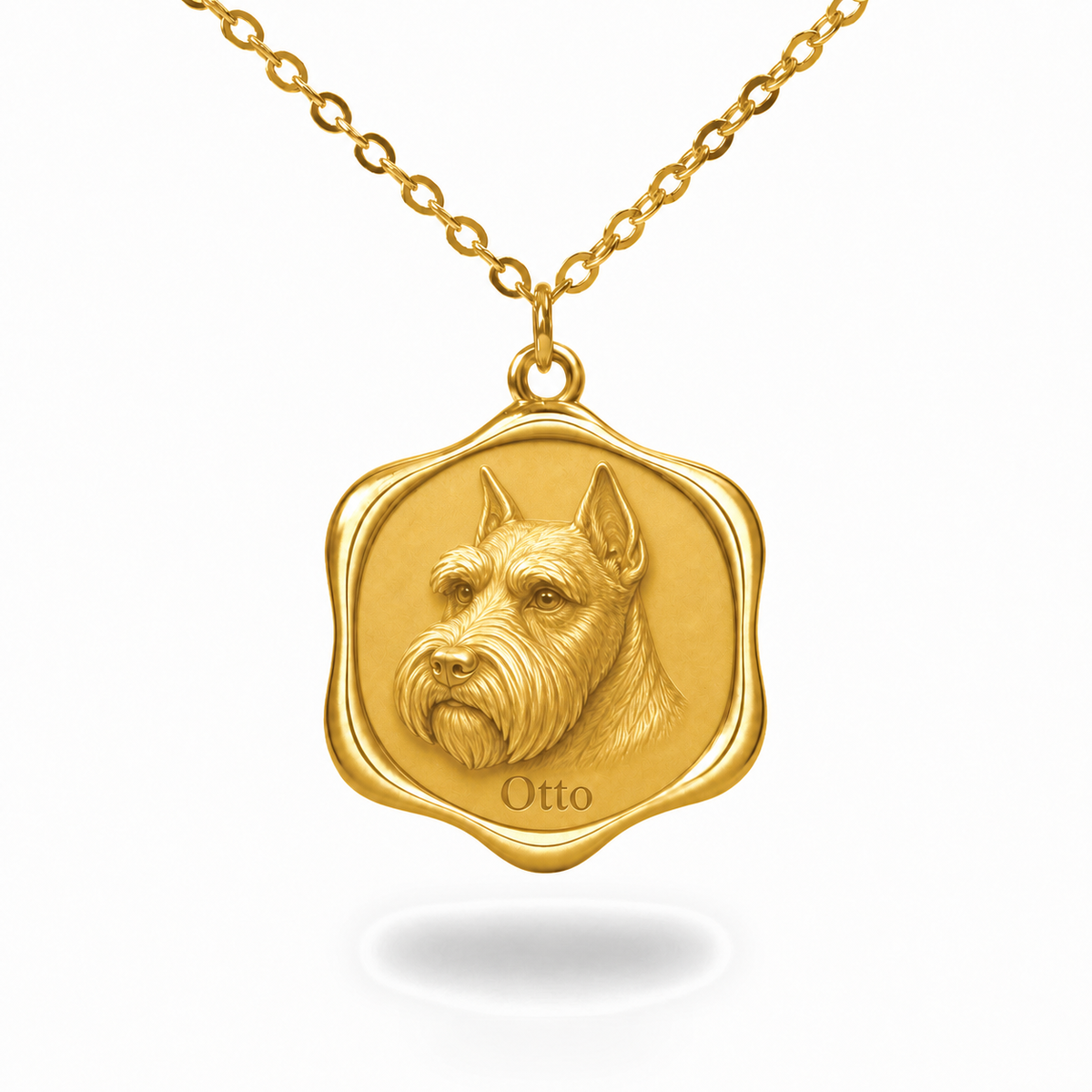 Soulyshine Miniature Schnauzer - cropped ears Precious Paw personalized pet photo necklace - 18K Gold Vermeil front