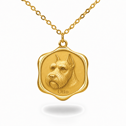 Soulyshine Miniature Schnauzer - cropped ears Precious Paw personalized pet photo necklace - 18K Gold Vermeil front