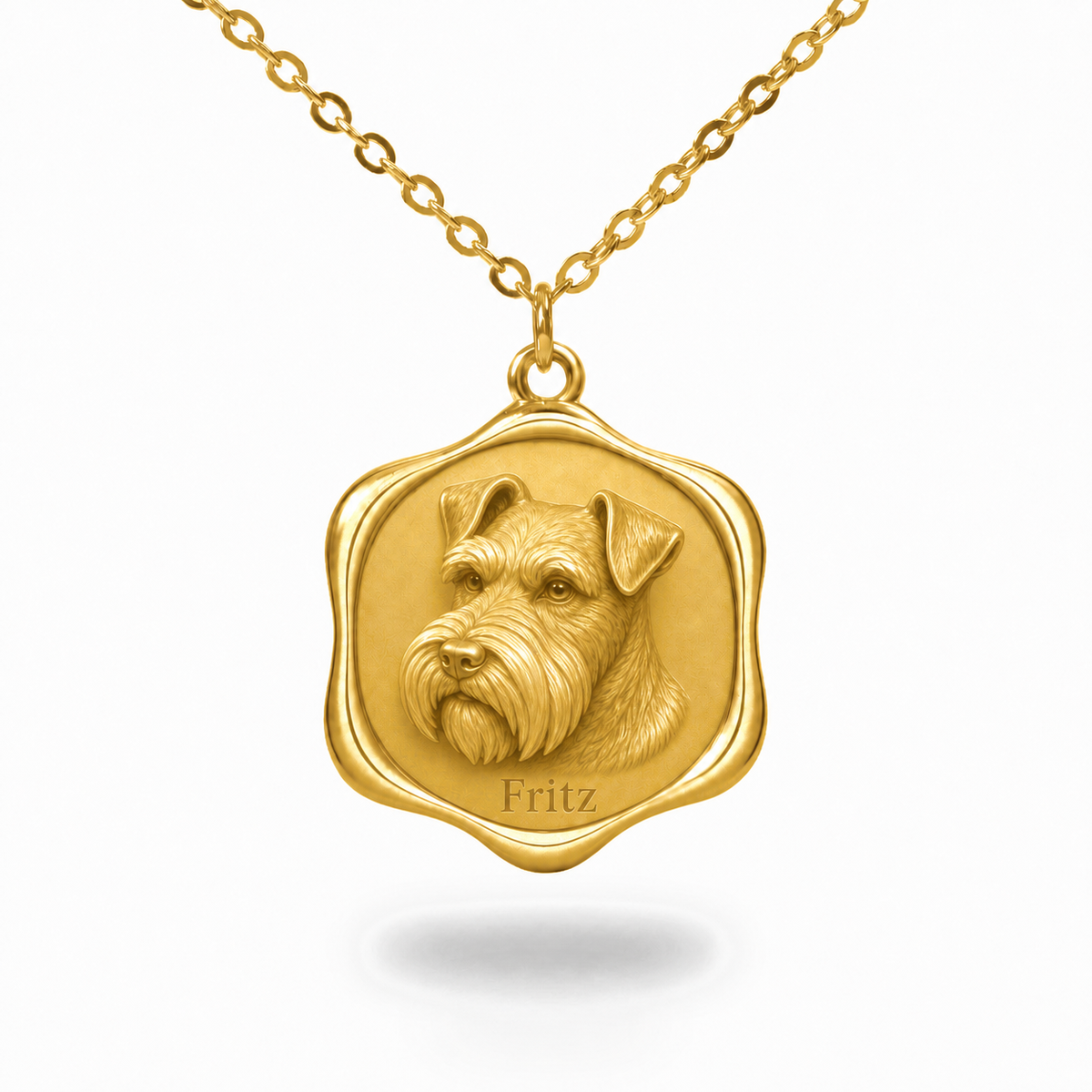 Soulyshine Miniature Schnauzer - natural ears Precious Paw personalized pet photo necklace - 18K Gold Vermeil front