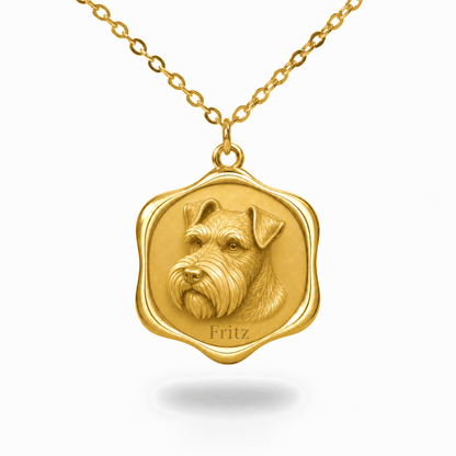 Soulyshine Miniature Schnauzer - natural ears Precious Paw personalized pet photo necklace - 18K Gold Vermeil front