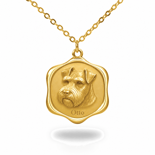 Soulyshine Miniature Schnauzer Precious Paw personalized pet photo necklace - 18K Gold Vermeil front