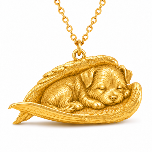 Soulyshine Morkie The Sleeping Angel – Personalized Pet Necklace - 18K Gold Vermeil front