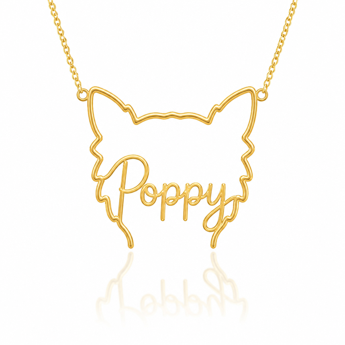Soulyshine Morkie personalized outline pet face and name necklace in gold