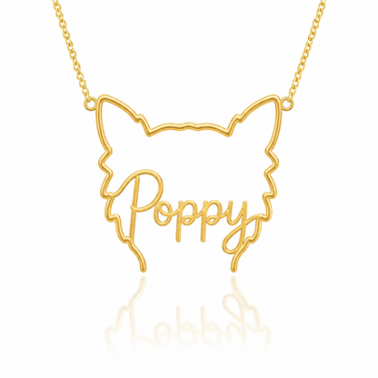Soulyshine Morkie personalized outline pet face and name necklace in gold
