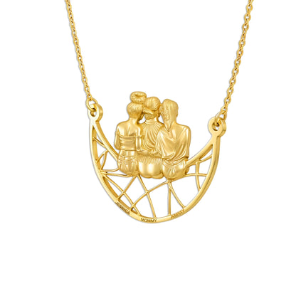Soulyshine Mother & Daughter On The Moon Personalized - Handmade Necklace in Silver/14K Gold Vermeil