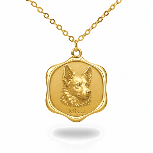 Soulyshine Mudi Precious Paw personalized pet photo necklace - 18K Gold Vermeil front