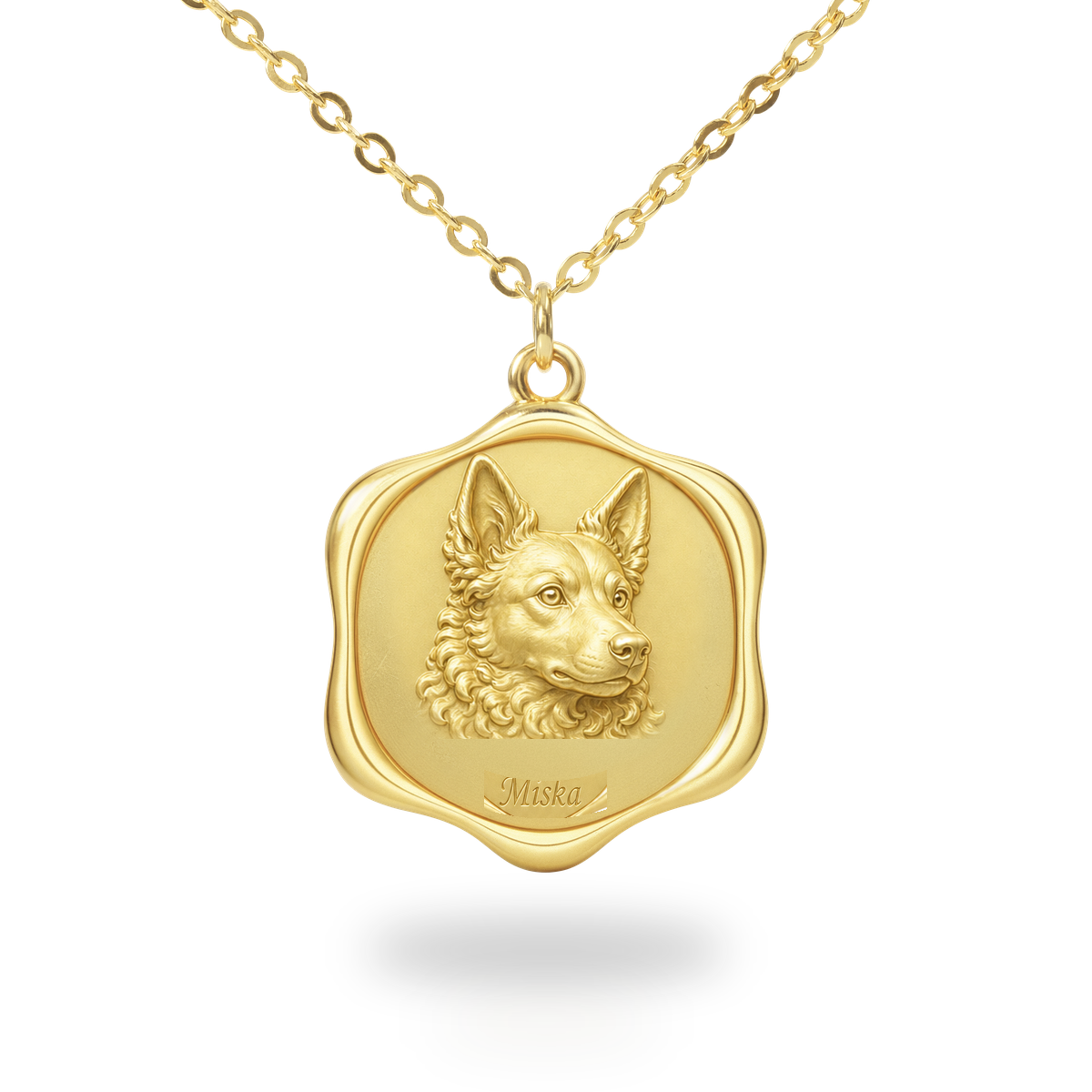 Soulyshine Mudi Precious Paw personalized pet photo necklace - 18K Gold Vermeil front