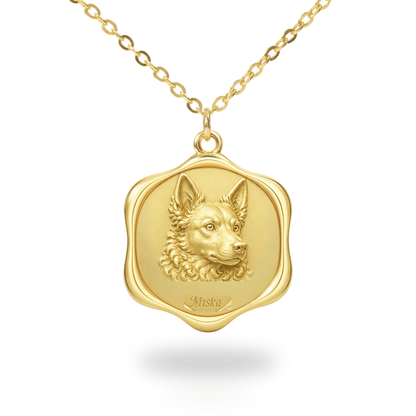 Soulyshine Mudi Precious Paw personalized pet photo necklace - 18K Gold Vermeil front