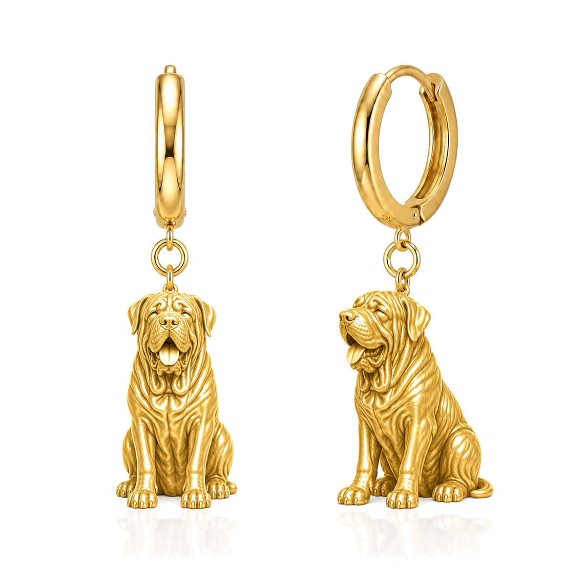Neapolitan Mastiff personalized companion handcrafted huggie earrings